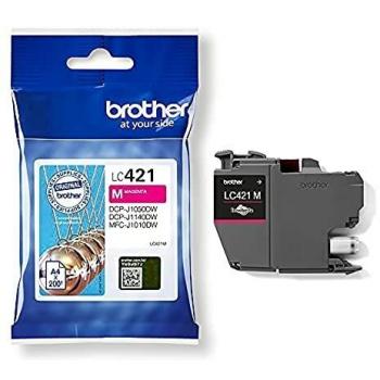 Brother LC421M Cartuccia Inkjet Originale, Capacità standard, fino a 200 pagine, per Stampanti DCPJ1050W / MFCJ1010DW, Magenta
