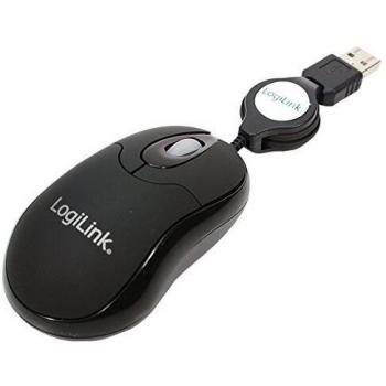 Mouse USB Ottico LogiLink Nero 3 Tasti 800 dpi Cavo retrattile