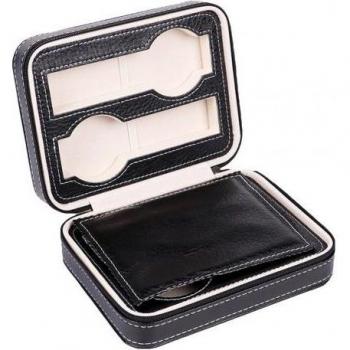 Caja de reloj de terciopelo y organizador de joyas portátil