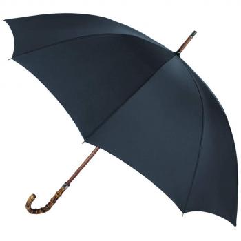 Elegante Paraguas Vogue Largo con un Espectacular puño de Madera de Java. Fabricado con Varillas de Fibra de Vidrio. Es antiviento y Acabado Teflón (Azul Oscuro)