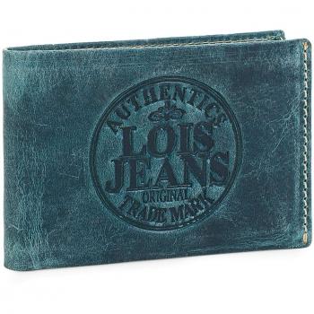 Cartera Billetero Lois 12386 Piel Genuina Hombre Azul con 10 Compartimentos