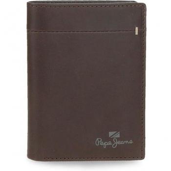 Pepe Jeans Cartera de piel Staple vertical con monedero Marrón