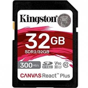 Kingston Canvas React Plus 32GB SDHC Speicherkarte UHS-II 300R/260W U3 V90 for Full HD/4K/8K
