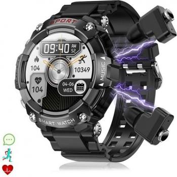 Smartwatch DAM T96 con auriculares TWS integrados y funciones de salud