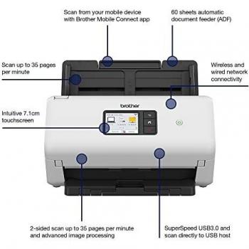 Brother ADS-4500W Scanner ADF 600 x 600 DPI A4 Nero, Bianco