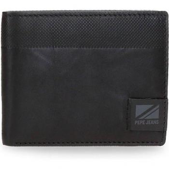 Pepe Jeans. Cartera de piel Topper con tarjetero Negro