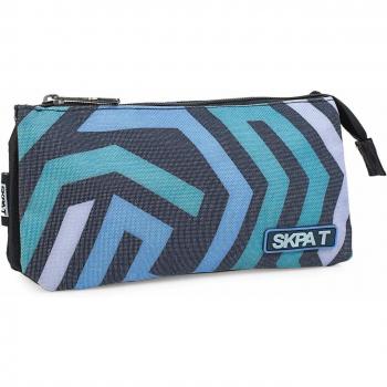 Estuche Escolar SKPAT 3 Compartimentos Azul