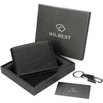 Tarjetas de Crédito Slim Moda RFID Bloqueo Monedero de Cuero (+Botones de Llaves) Cuero Hecho a Mano