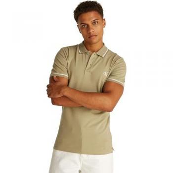 Polo Calvin Klein Jeans Slim Beige Manga Corta S – Casual de Algodón