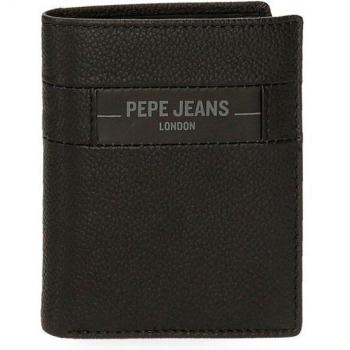 Pepe Jeans. Cartera de piel Checkbox vertical Negro