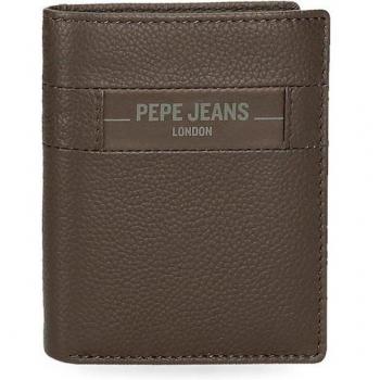 Pepe Jeans. Cartera de piel Checkbox vertical Marrón
