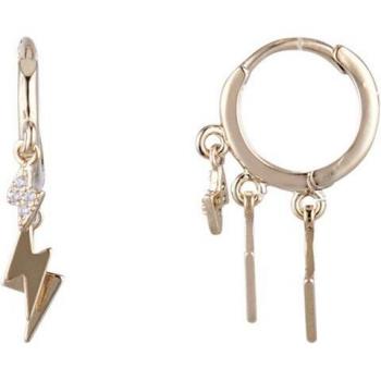 Pendientes Aro Rayos de Zirconio Dorado