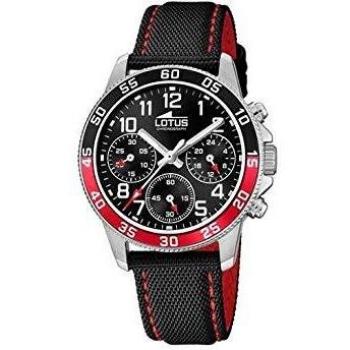 LOTUS Reloj Modelo 18581/5 de la colección Junior Collection, Caja de 36 mm Correa de Piel Negro Rojo para cadete