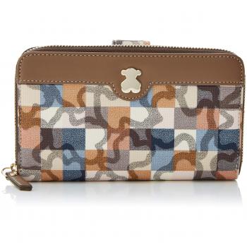 Tous Billetera Mediana Kaos Vichy, Cartera para Mujer, Multicolor (Marrón/Azul), 3x10x18 cm (W x H x L)