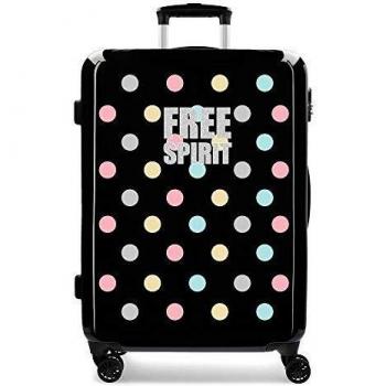 Movom Free Dots Maleta Mediana 48 x 68 x 26 cm Rígida ABS Cierre combinación 70 L 3.7 Kg 4 Ruedas Dobles, Negro