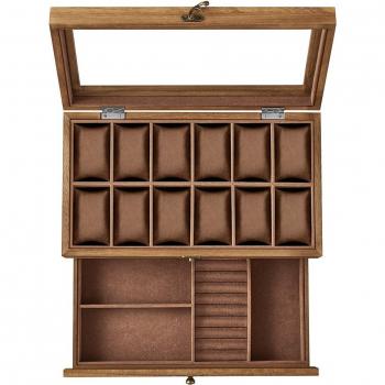 Caja de Relojes de Madera con 8 Ranuras, Nogal Rústico