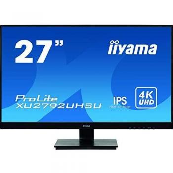 Iiyama ProLite XU2792UHSU-B1 27 LED IPS 4K Ultra HD Monitor with DVI, HDMI, DisplayPort, USB Hub, 60Hz refresh rate, 3840 x 2160 resolution, 4ms response time, 1000:1 contrast ratio, 300cd/m² brightness, integrated speakers, ultra-thin design, black col