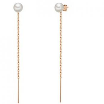 Valero Pearls Pendientes Oro Rosa y Perla Blanca