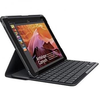 Logitech iPad Slim Folio Keyboard Case with Bluetooth, for iPad 5th Generation, Spanish QWERTY Keyboard Layout, Black