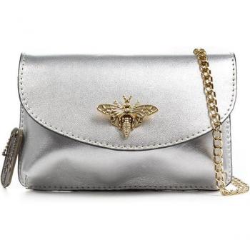 FIRENZE ARTEGIANI Aquilonia bolso de mano mujer. Piel auténtica acabado Gamuza lacada. Fabricado en Italia 17,5x6x11,5 Cm