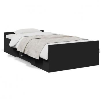 Cama cruzada con cajones negros 90x200 cm en madera multicapa