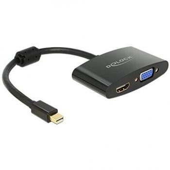 DeLOCK 65553 Adaptador de Cable Mini displayport hdmi-a, vga Negro
