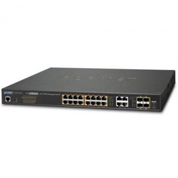 PLANET 16 Porte Switch Rete Ethernet Fast Ethernet PoE+ 10/100/1000 Mbps 802.3at PoE+ con 4 Porte Gigabit