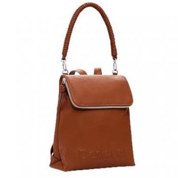 Mochila Half Hampton Desigual Mini Efecto Piel Marrón