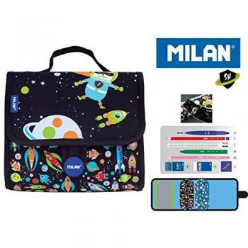 Maletín 2 Estuches Superhéroes Space Azul 22 cm