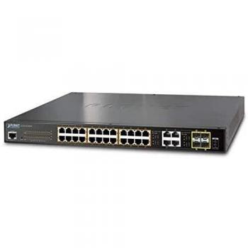 Planet GS-4210-24PL4C Managed Layer 2/4 SNMP Switch with 24 RJ-45 Ports, 2 SFP Gigabit Ports, PoE+ IEEE 802.3at Compliant, Rack Mountable