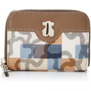 Tous Monedero Mediano Kaos Vichy, Mujer, Multicolor (Marrón/Azul), 2.5x8x10 cm (W x H x L)