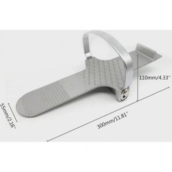 Elevador de vidrio con tablero de madera y hebilla de soporte