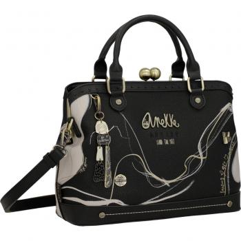 Bolso Anekke Shoen Negro con Detalles en Blanco