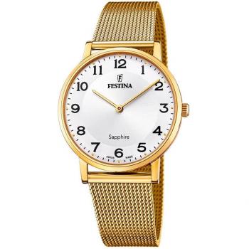 Reloj Festina F20022/5 Blanco Correa De Acero Inoxidable 316l, Hombre