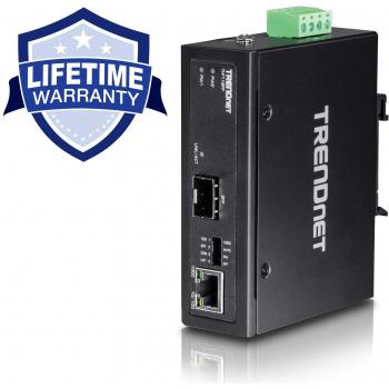 Trendnet TI-IG30 PoE Gigabit + Iniettore industriale rigido Nero Fiber Converter