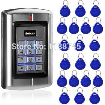 Teclado Wiegand 26 de acceso independiente metálico a prueba de agua con 20 llaveros RFID