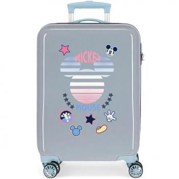 Maleta de Cabina Mickey Denim rígida 55cm gris