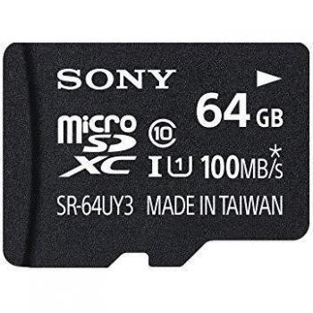 Sony SR64UYA Scheda Micro SD HC, UHS-I, Classe 10, 64 GB, con Adattatore, Nero