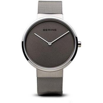 BERING Reloj Unisex de Cuarzo con Pulsera de Acero Inoxidable y Cristal de Zafiro, 39 mm