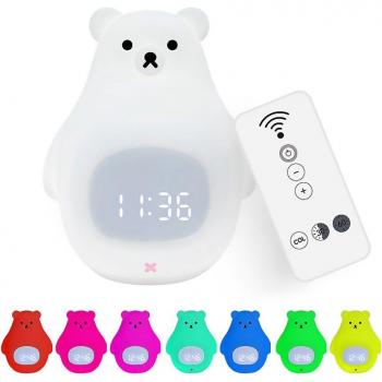 Reloj Despertador Infantil Luz Nocturna Regulable Unicornio Azul