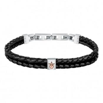 Pulsera Maserati J Br. Blk Recy. Leath+rg 22cm