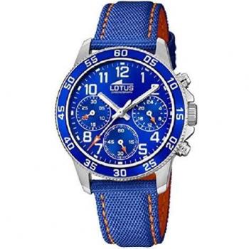 Lotus Reloj Modelo 18581/6 de la colección Junior Collection, Caja de 36 mm Correa de Piel Azul Naranja para cadete