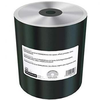 Professional Line CD-R 700 Mb, 80 minuti, velocità di scrittura 52 volte, stampa offset, argento non stampabile/bianco, confezione da 100 pezzi in pellicola (rosa)