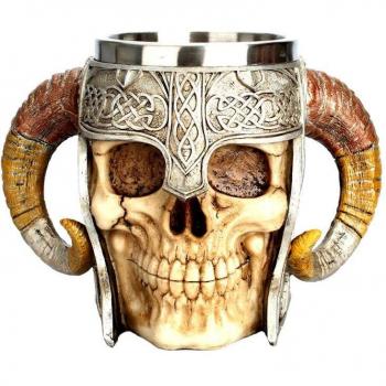Taza Vikinga de Acero Inoxidable con Calavera