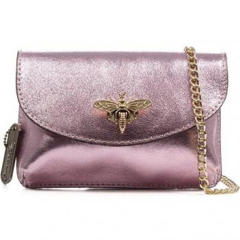 FIRENZE ARTEGIANI Aquilonia bolso de mano mujer. Piel auténtica acabado Gamuza lacada. Fabricado en Italia 17,5x6x11,5 Cm