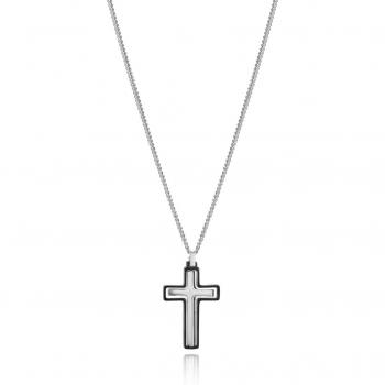 Cadena con cruz en acero e ip negro para hombre VICEROY