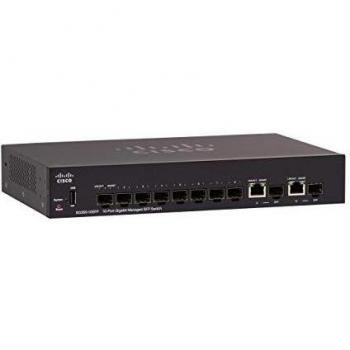 Switch gestito Cisco SG350-10SFP con 10 porte Gigabit Ethernet (GbE) con 8 slot SFP più 2 porte Gigabit Ethernet combinate SFP, protezione limitata a vita (SG350-10SFP-K9-EU)