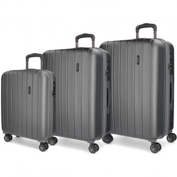 Movom Wood Juego de maletas Gris 55/65/75 cms Rígida ABS Cierre TSA 220L 4 Ruedas Equipaje de Mano