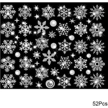 Copos de Nieve Dorados para Ventanas Navideñas