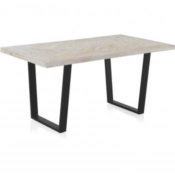 Mesa de comedor blanco patinado de mango 160x90